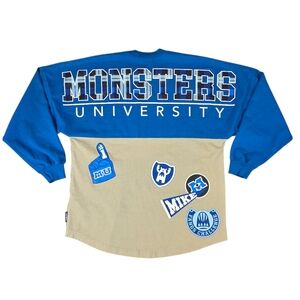 Disney Monsters University Spirit Jersey Blue Gray Oversized Long Sleeve Size S